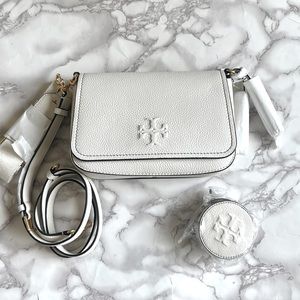 NWT Tory Burch Thea Flap Plain Leather Crossbody & Coin Purse Bundle
